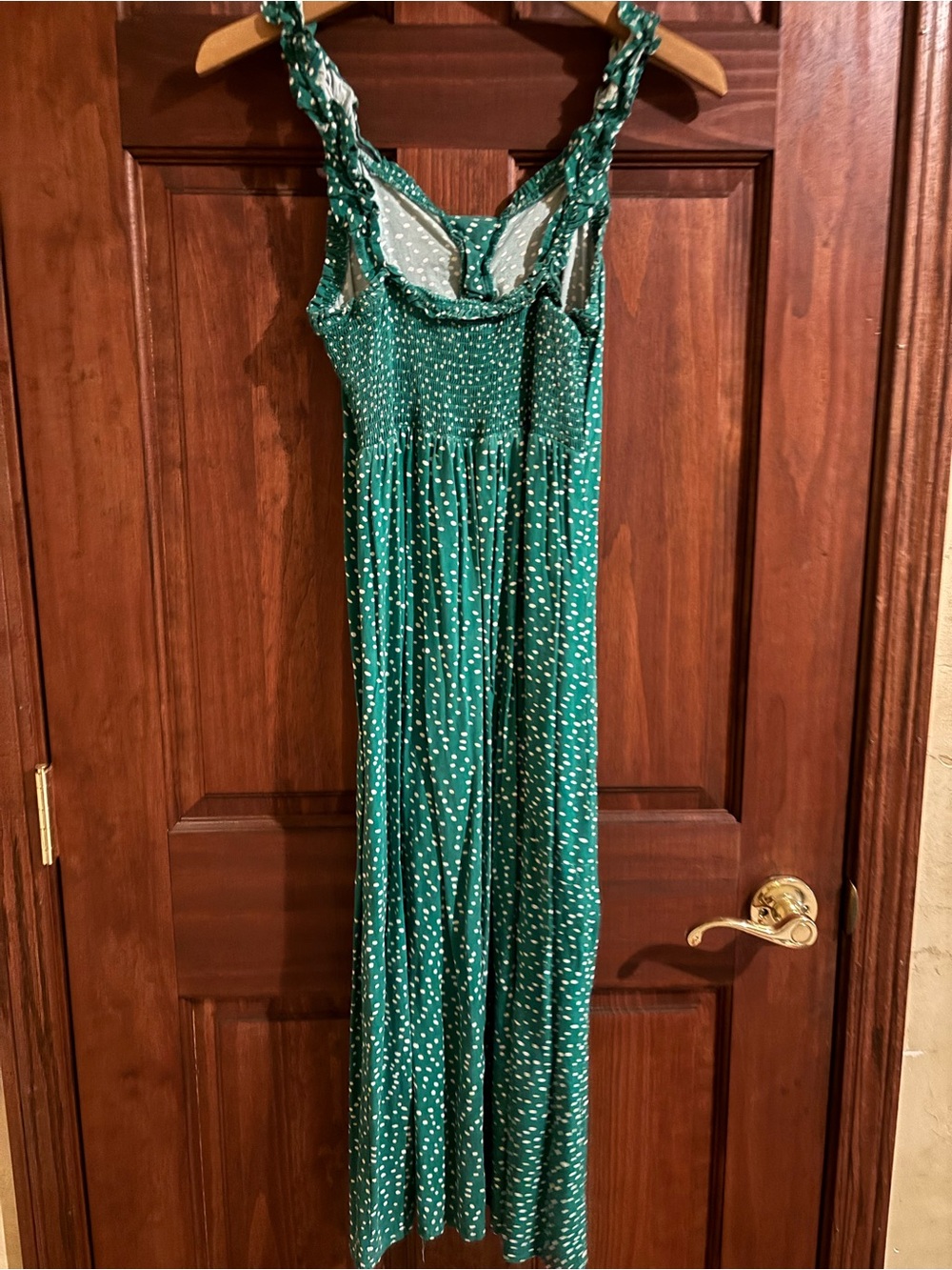 Japna Emerald Green Polka Dot Maxi Dress